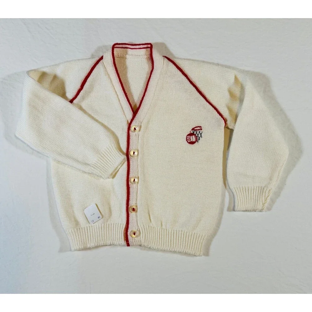 NWT Deadstock Basketball Knit Baby Sweater, size 12 mo